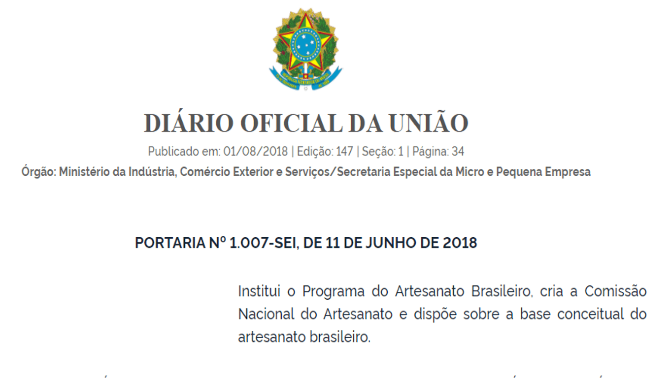 Portaria 1007-SEI/2018, Base conceitual do artesanato brasileiro